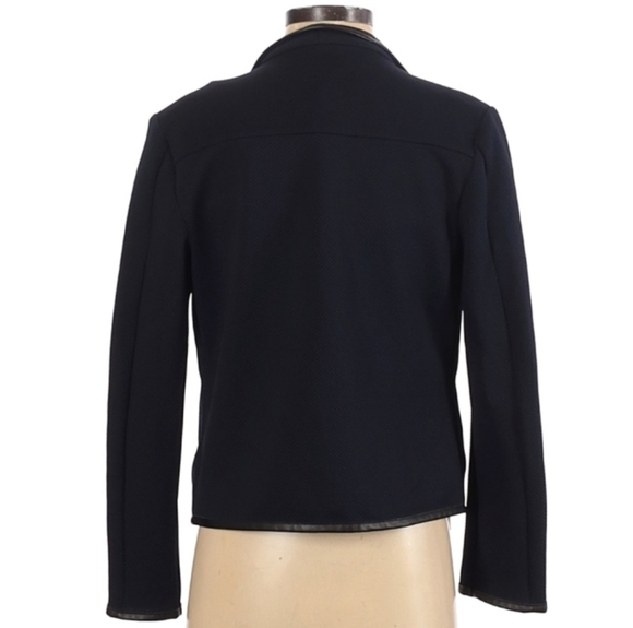 Calvin Klein Blue Open Front Basket Weave Moto Jacket - Picture 5 of 8